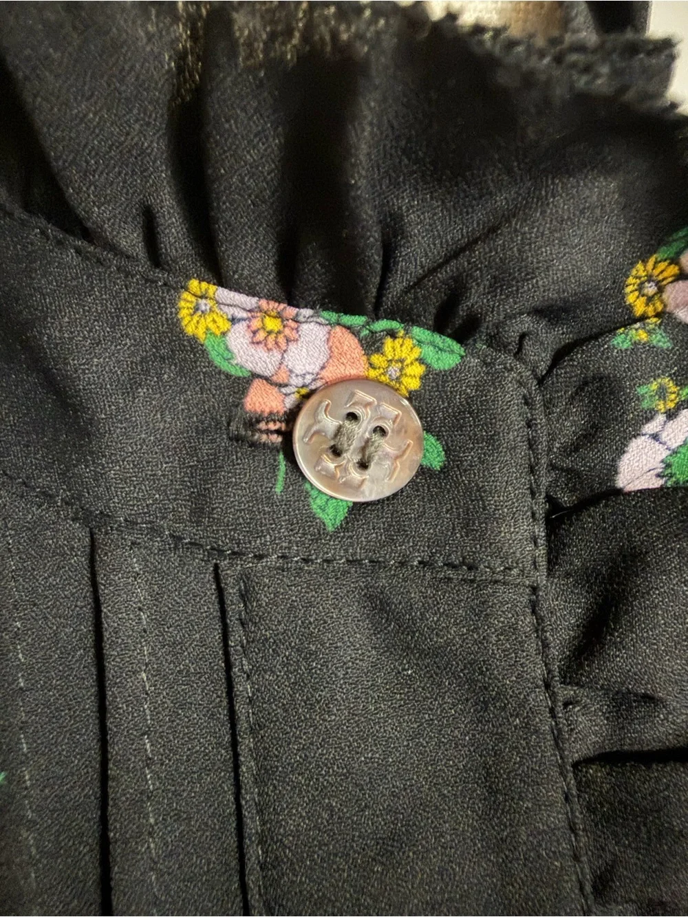 TORY BURCH Black Floral Long Sleeve Tunic Dress